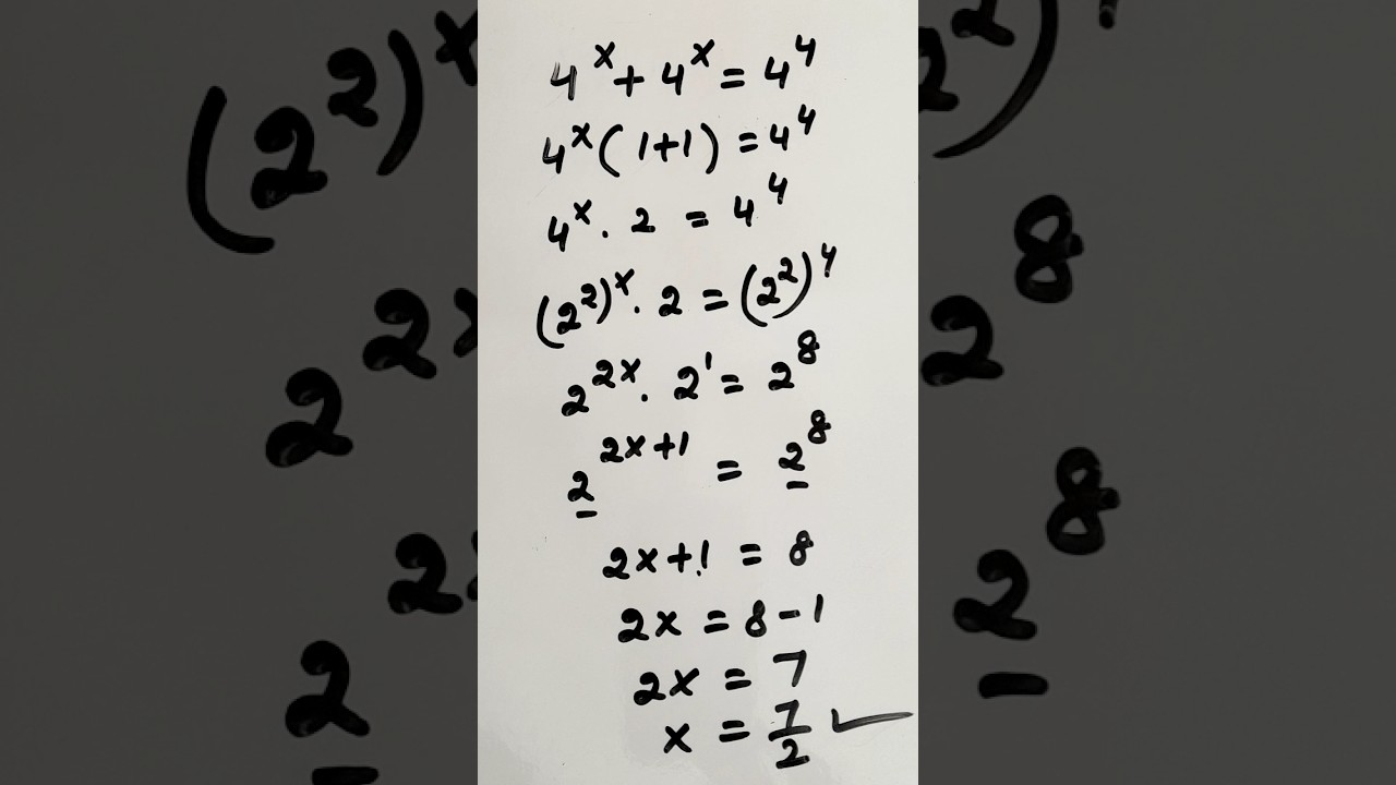 Exponential Equations Nice Exponential Algebra solution #shorts #viralshorts #maths #exponents