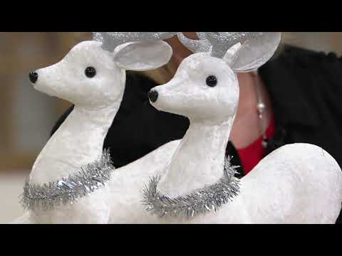 Home Reflections S/2 Standing Deer on Faux Fur Ball on QVC