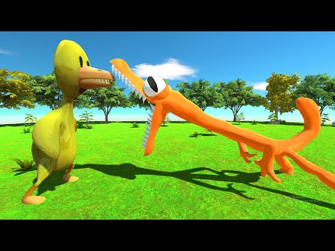 Rainbow Friends Yellow vs Rainbow Friends Orange - Animal Revolt Battle Simulator