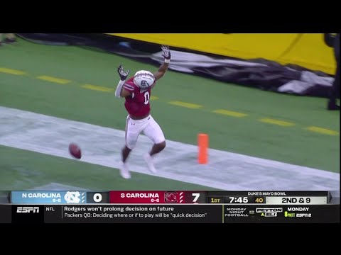 2021 Dukes Mayo Bowl USC vs UNC - Jaheim Bell 66 Yd Touchdown Reception, Nick Muse 2 Pt Conversion