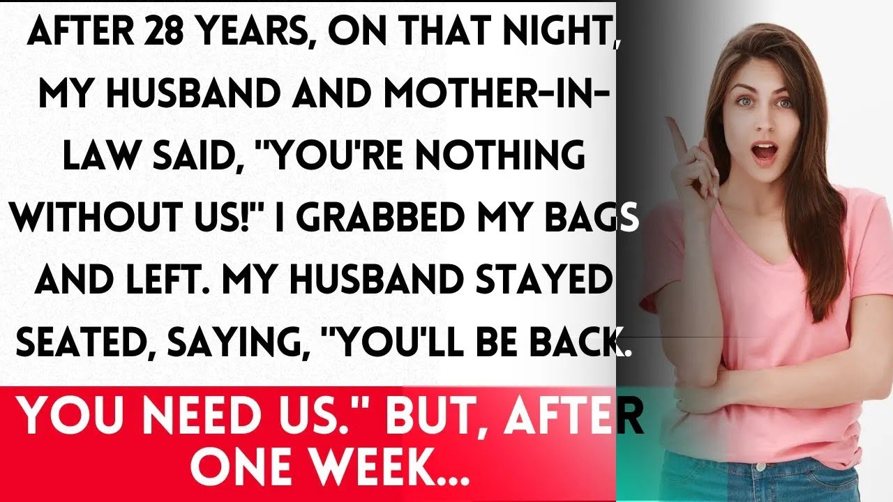 My Husband and Mother in Law Were Speechless After I Left Them