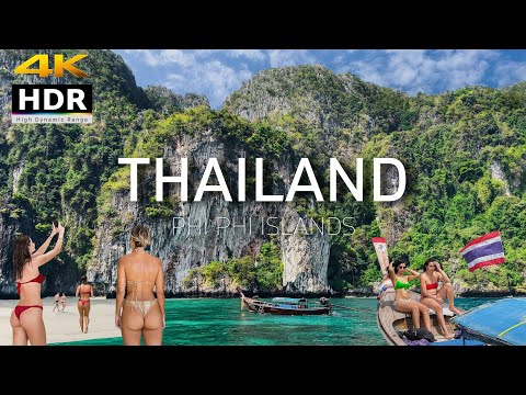 4K HDR // Walking Phi Phi Island in Krabi | BEST Place in the World | Thailand 2023 - With Captions