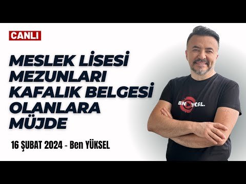 🔴 MESLEK LİSESİ MEZUNLARI VE KALFALIK BELGESİ OLANA MÜJDE! Hemen başvurun... @benyuxel 16.02.2024