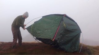 Solo Wild Camping in Thick Fog and Soaking wet Conditions