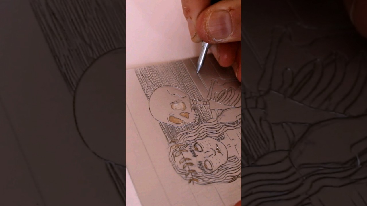 Tretra Pak dry point etching - making milk cartons into prints #printmaking #etching