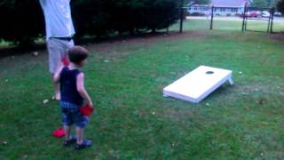 3 year old corn-hole prodigy