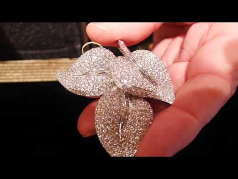Diamond and Platinum Leaf Brooch