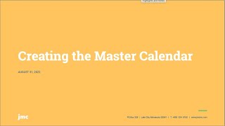 Creating the Master Calendar