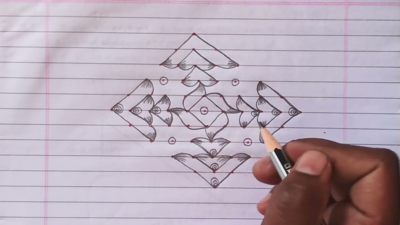 Attractive 11*1 dot rangoli design - 155