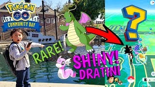 OUR FIRST POKEMON GO VIDEO!! SHINY DRATINI HUNTING IN THE PARK!! NEW Community Day Event! CAUGHT IT!