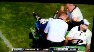 Trainer falls off cart at Penn state game