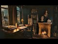 Dark Academia Ambience for Studying with Fireplace & Rain Sounds