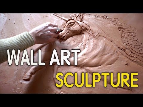 unicorn wall art sculpture made from tiles