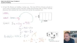 Math 120 F25 Exam 1 Q4: Quadratic Optimization