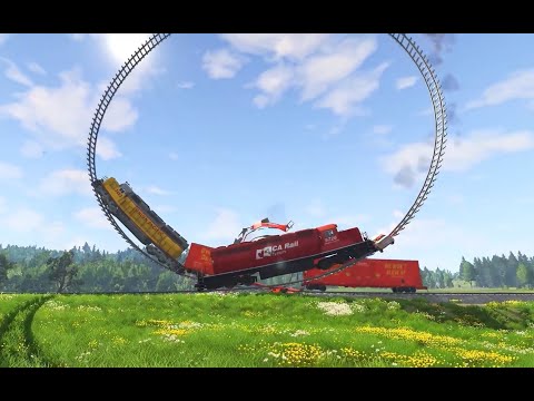Trains vs vertical loop - BeamNG.Drive