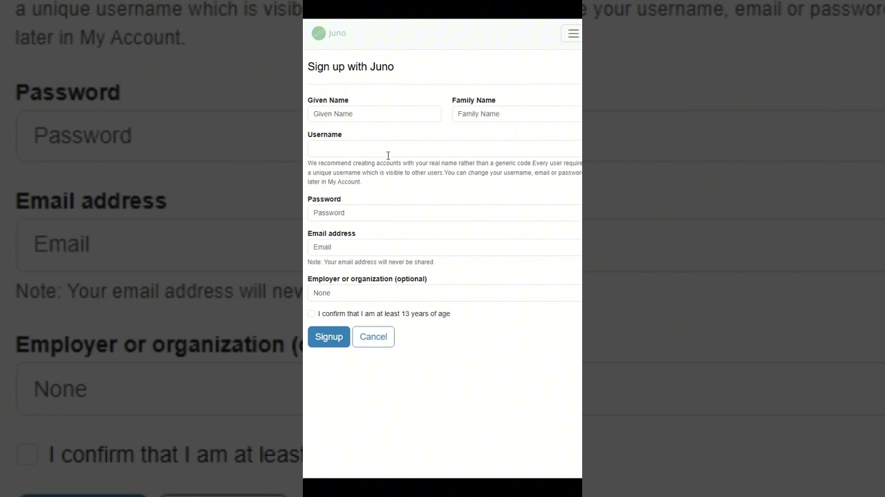 Juno Signup