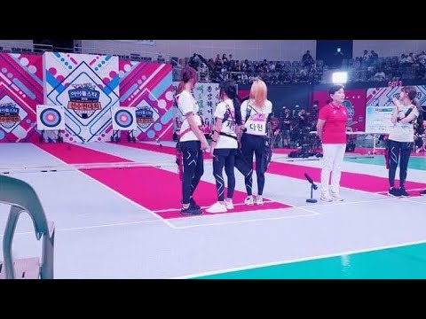 Archery Game Twice Vs Red Velvet,  Dahyun: 7-4-6 Chaeyoung: 3-6-10 Tzuyu: 8-9-10-8 @ISAC 2018