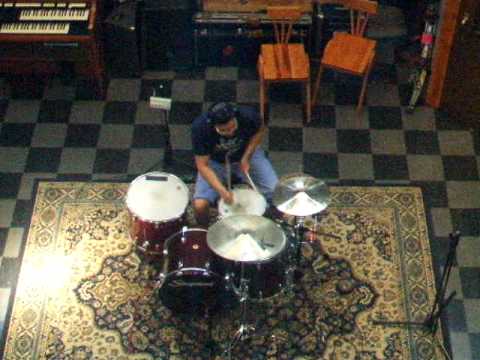 banging on drums at Electrical Audio