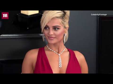 Bebe Rexha hot like a ferrari in red on the 2019 Grammys carpet