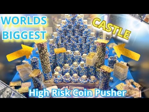 WORLDS BIGGEST CASTLE INSIDE A HIGH RISK COIN PUSHER! WON GOLD & $$$! $20,000 Buy In! || JACKPOT ||