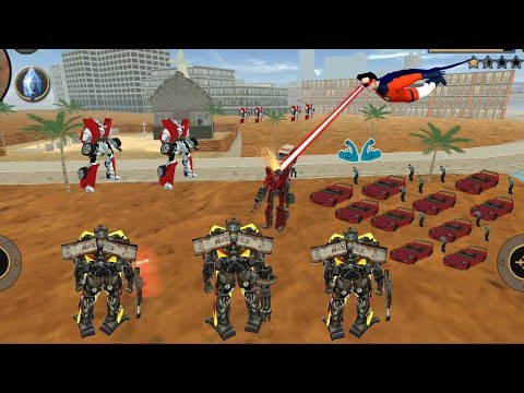 Vegas Crime Simulator - (3X Transformers Fight Car Robots Group) Car Robot Attack Transformers - HD