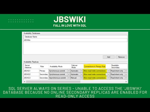 SQL Server Always On Series - Unable to access the 'jbswiki' database @jbswiki #jbswiki #alwayson