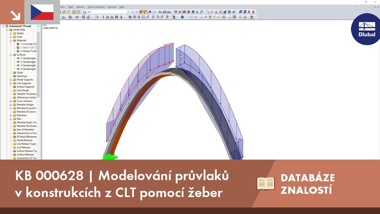 KB 000628 | Modelování průvlaků v konstrukcích z křížem lepeného dřeva pomocí žeber