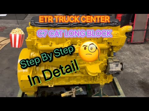How to rebuild a Caterpillar C7 diesel engine long block. Step by Step. #trucking #caterpillar