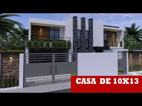 CASA MODERNA DE 10X13 CON SALA DOBLE  ALTURA