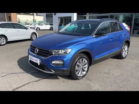 Approved Used Volkswagen T-Roc Design 1.0TSI 115PS in Ravenna Blue Black Roof - DU68HXX