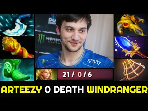 ARTEEZY 0 Death Unkillable Windranger with Fast Hand + Machine Gun Build 7.27 Dota 2