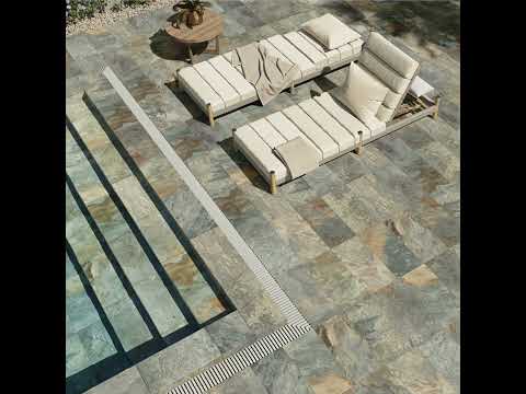 Carrelage sol extérieur Pierre de Bali Uluwatu vert R11 30,3×61,3 cm