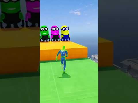GTA 5 Epic, Spider-Man vs Hulks Minions And Duck Ragdolls Physics Funny Chaos, #gtaworld #shorts
