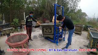 Máy nâng chậu mẫu mới có gắn động cơ điện tiện sử dụng - khuôn chậu Sơn Cương