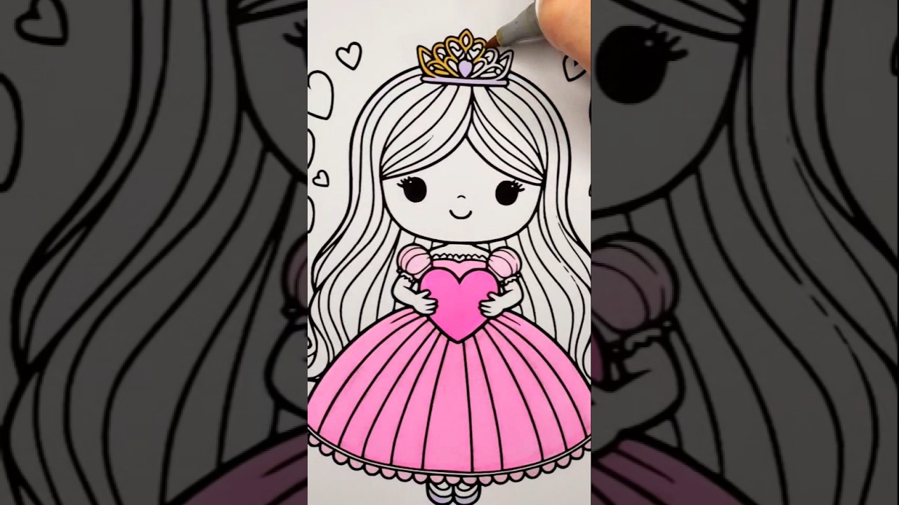 Cute Little Princess Coloring Page #princesscoloring #coloring #markers #cutecoloring  #cute #art