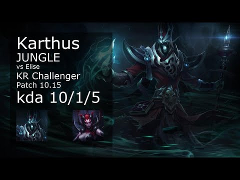 Karthus vs Elise Jungle - KR Challenger 10/1/5 Patch 10.15 Gameplay // [롤] 카서스 vs 엘리스 정글
