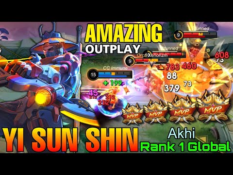 Amazing Outplay YSS Double MVP Gameplay - Top 1 Global Yi Sun Shin by Akhi - Mobile Legends