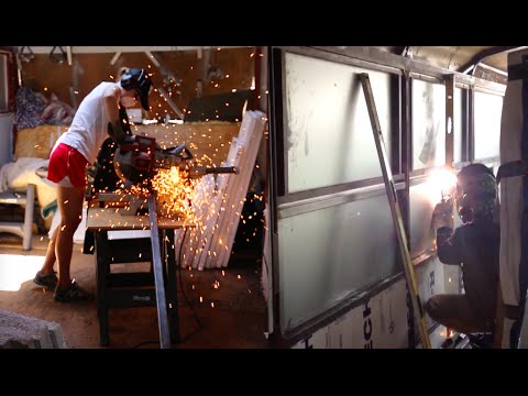 Bus Conversion Tiny House #23 Welding Supports for Window Frame