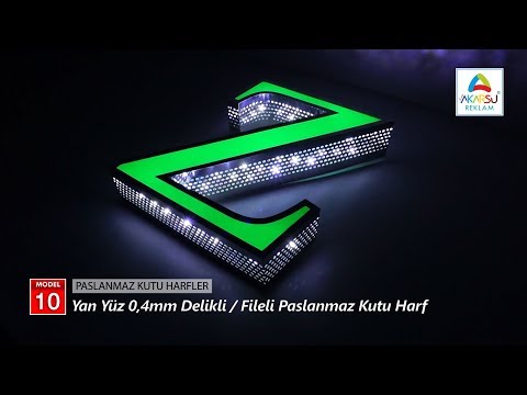 Model 10 - Yan Yüz 0,4 mm Delikli - Fileli Paslanmaz Kutu Harf - Full HD 1080p