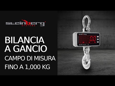 Video - Bilancia a gancio - 1.000 kg / 0,5 kg - LED - Alluminio pressofuso - Telecomando e 6 batterie inclusi