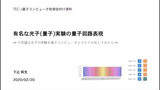 「経路がわからなかった時は干渉縞が現れて」→ダウト!正しい説明は→https://youtu.be/ZSKKB0dpGUg経路がわからない場合の結果は論文中のR₀₁+R₀₂ですが干渉縞はありません。干渉縞を取り出すにはR₀₁とR₀₂に分離する必要がありますが、これは位相測定結果に基づいてデータを取り出す操作です。つまり、経路測定の有無ではなく位相測定結果に基づいてデータを取り出したかどうかで干渉縞の有無が決まっています。ただし、1個の光子に対しては経路測定か位相測定のどちらかしかできないので、経路測定をすると干渉縞を取り出せません。 - 有名な光子(量子)実験の量子回路表現 〜不思議な光子の実験を量子コンピュータ上でモデル化してみたら〜