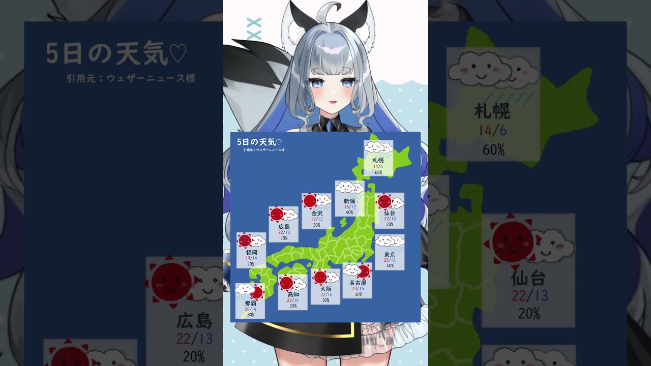 4月5日のお天気！皆様気をつけていってらっしゃいね～ #Vtuber #新人Vtuber #shorts #ひいらぎお天気 #vtuber
