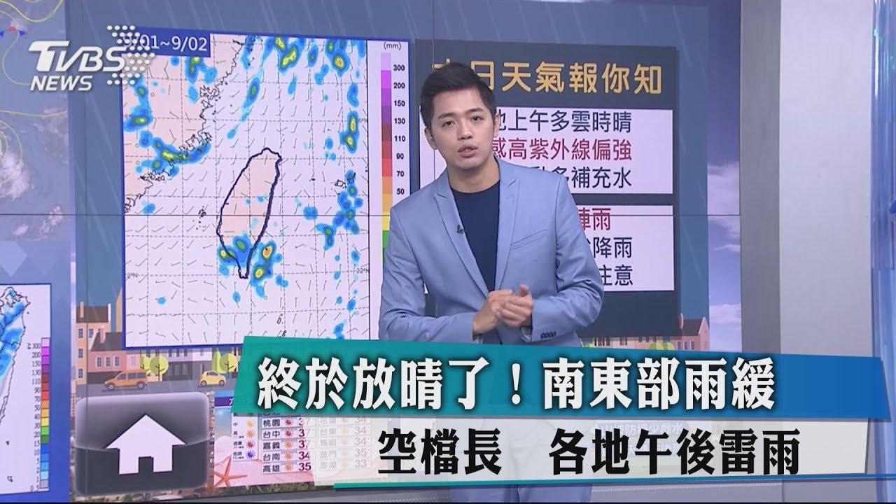 終於放晴了!南東部雨緩空檔長 各地午後雷雨