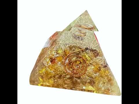 Golden citrine orgone pyramid, for vastu