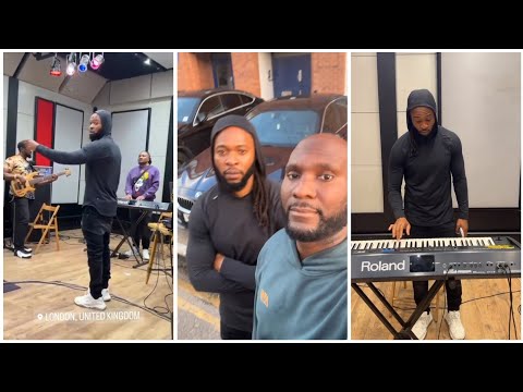 Highlife singer , Flavour &  producer ,Mastercraft seen rehearsing for London concert .