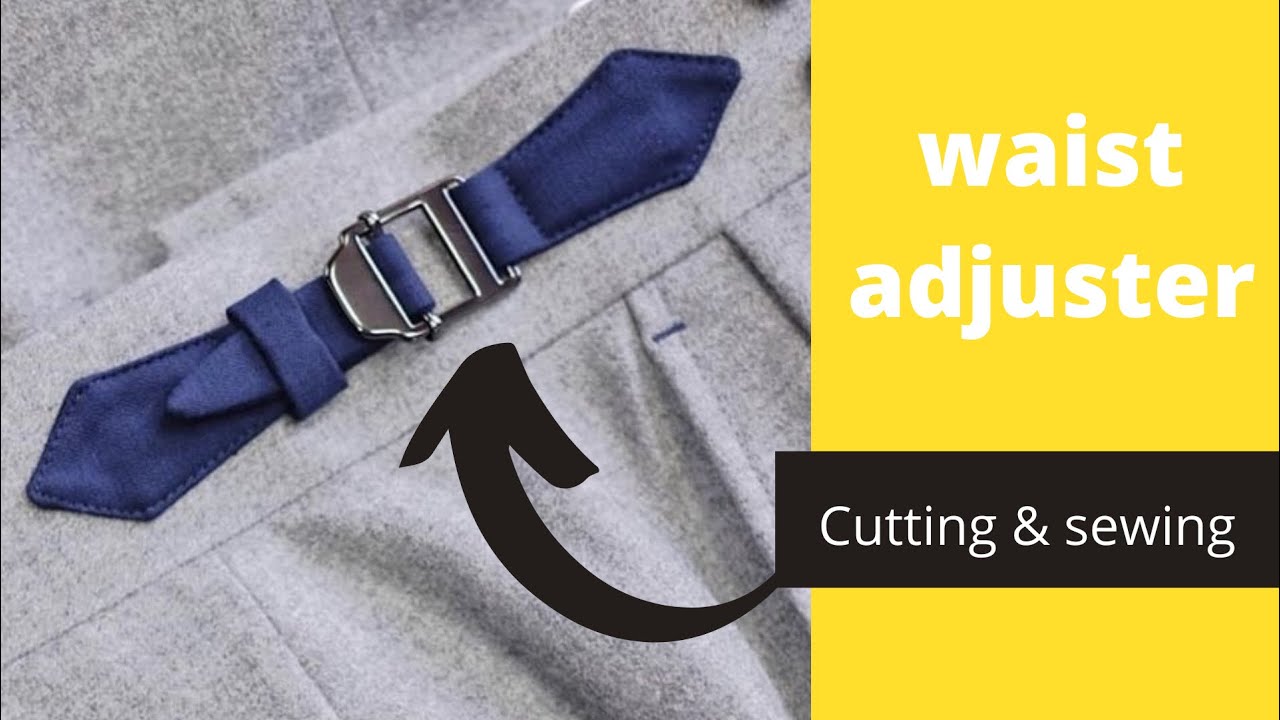 Trouser Waistband with adjustable hook how to cut and sew step by step