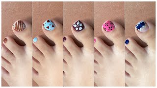 Simple Toe Nail Art Designs at Home | No Tools Nail Art | Beginner Friendly Pedicure Ideas