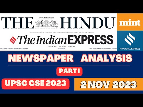UPSC CSE CURRENT AFFAIRS | 2 Nov 2023 Part I - The Hindu + Financial Express + The Mint  #upsc