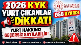 📢 2026 KYK YURDU ÇIKANLAR DİKKAT! GSB UYARDI!🚨YURT HAKKINIZ YANACAK! #