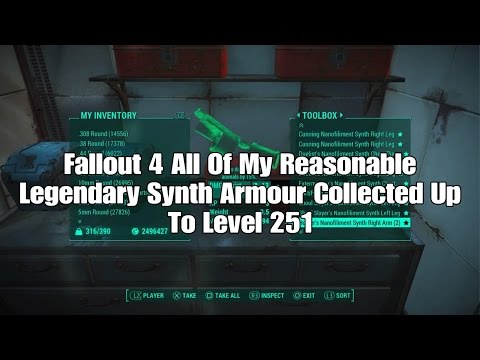 Fallout 4 All Of My Reasonable Legendary Synth Armour Collected Up To Level 251